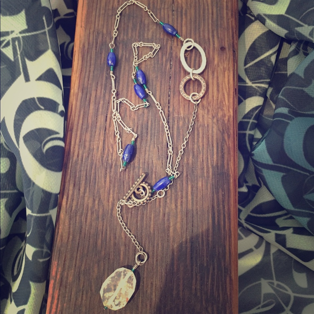 Lapis and quartz necklace